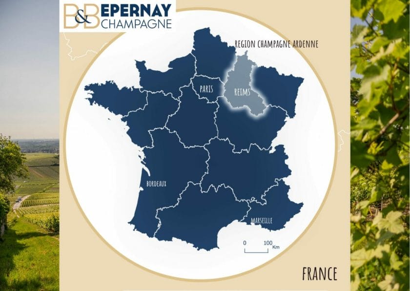 Carte de France Région Champagne paris reims