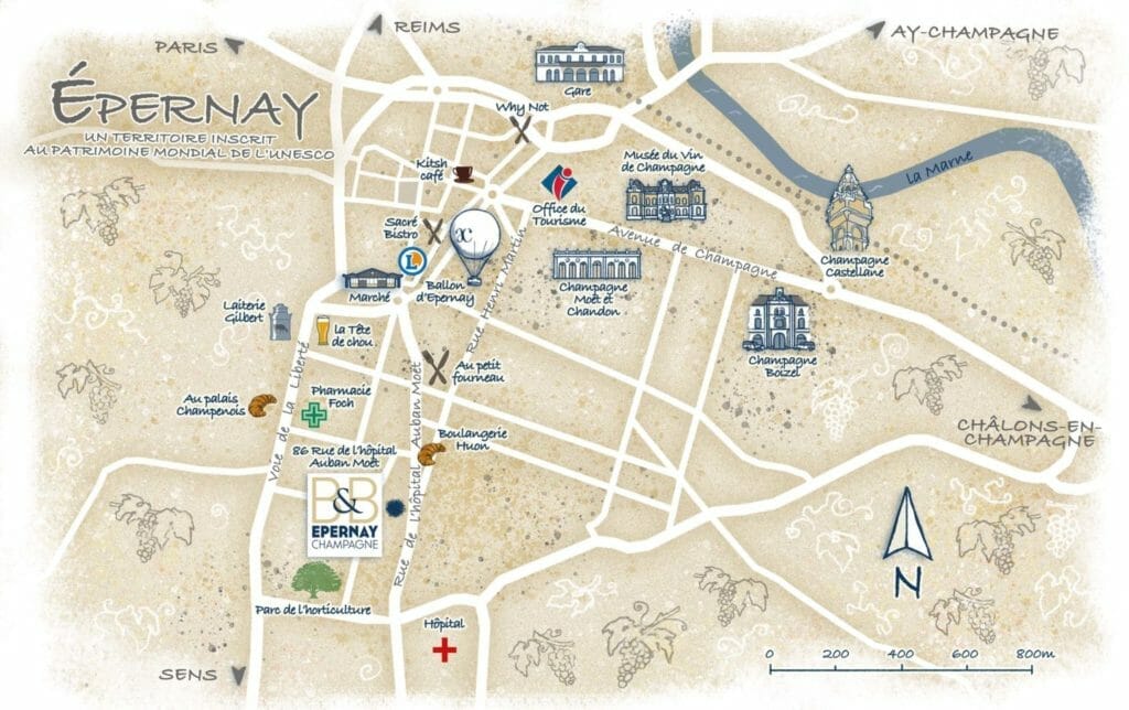 champagne houses in Epernay map