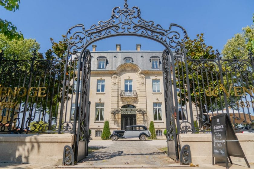 Outside terrace of a champagne house in Avenue de Champagne in Epernay - Champagne region