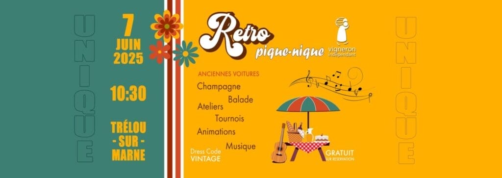 Événement en Champagne
Rétro Pique-nique — Champagne Métayer — 7 Juin